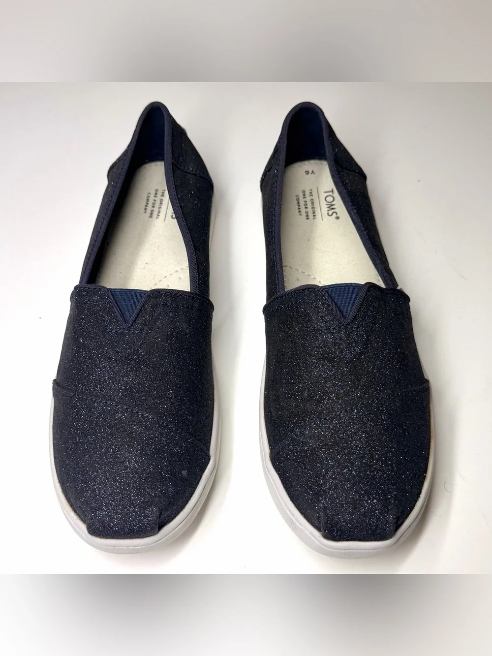 Toms Youth Alpargata Midnight Sparkle Glitter Size-  6Y